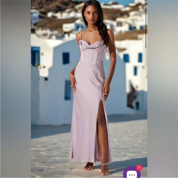 NEW Astr the Label Cannes Dress Silver Lilac Small - Picture 2 of 6